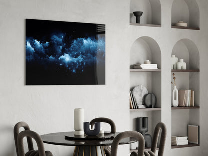 Blue Cloud Nebula Glass Wall Art
