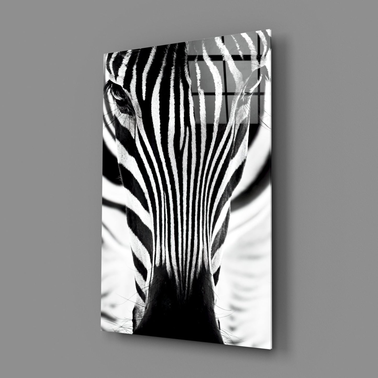 Symmetric Zebra Face Glass Wall Art