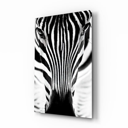 Symmetric Zebra Face Glass Wall Art