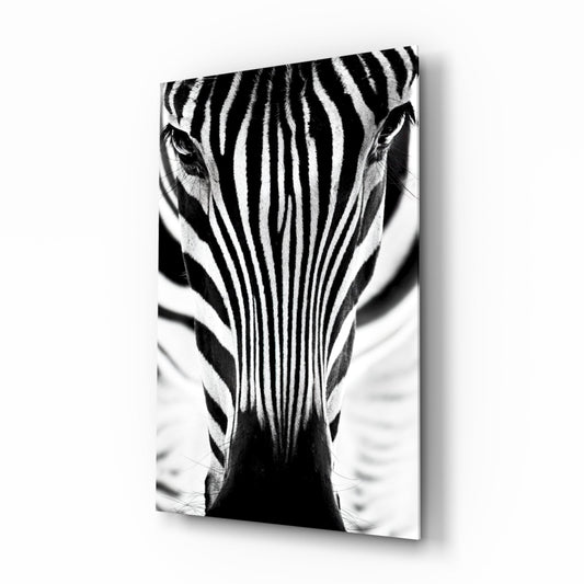 Symmetric Zebra Face Glass Wall Art