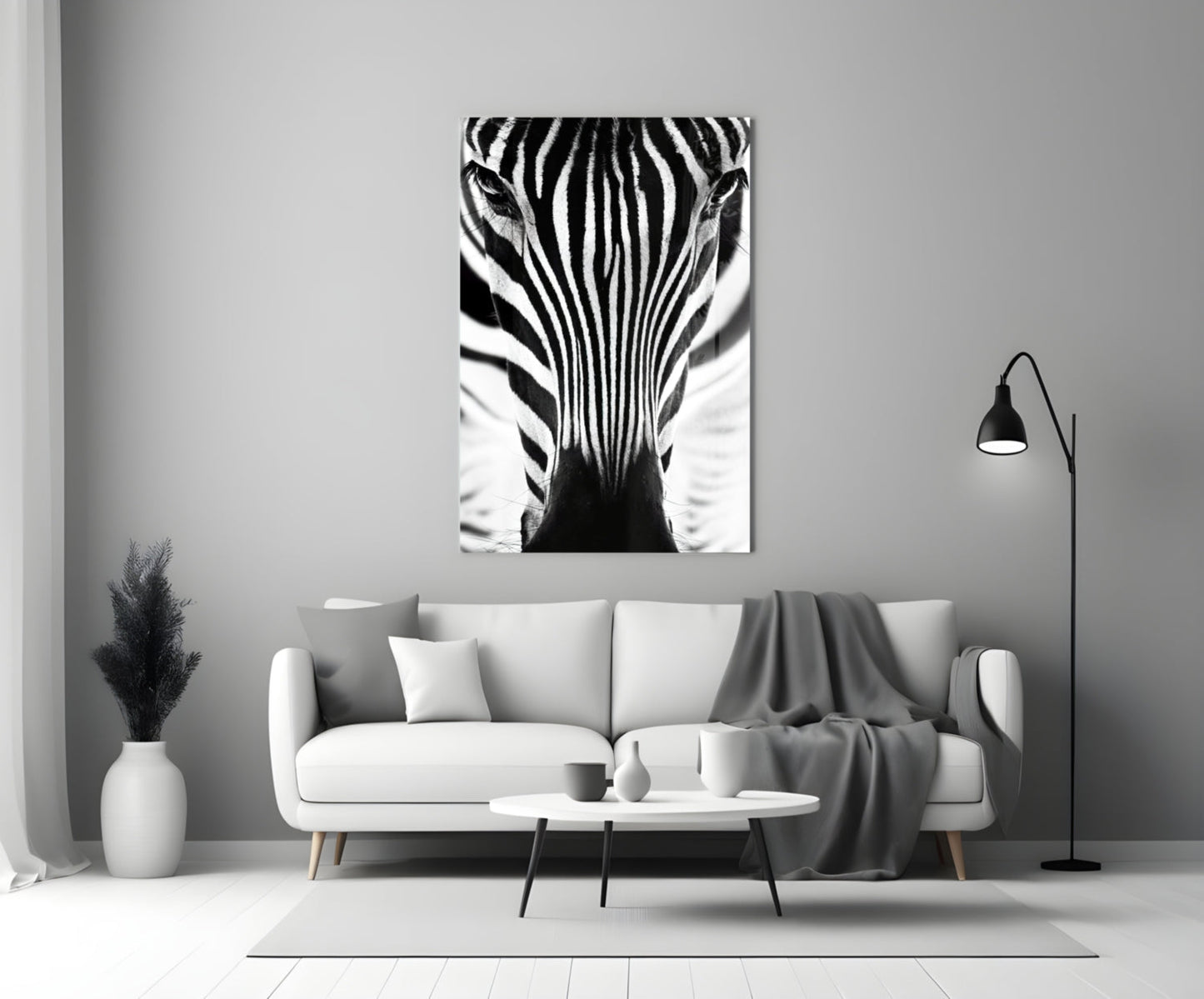 Symmetric Zebra Face Glass Wall Art