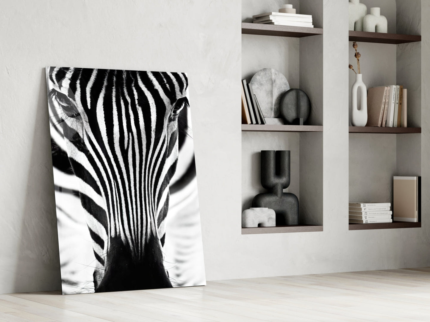 Symmetric Zebra Face Glass Wall Art