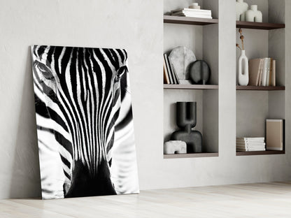 Symmetric Zebra Face Glass Wall Art