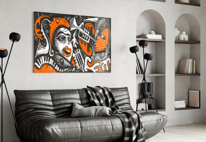 Cubist Abstract Portrait Glass Wall Art