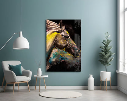 Colorful Pastel Horse Profile Glass Wall Art