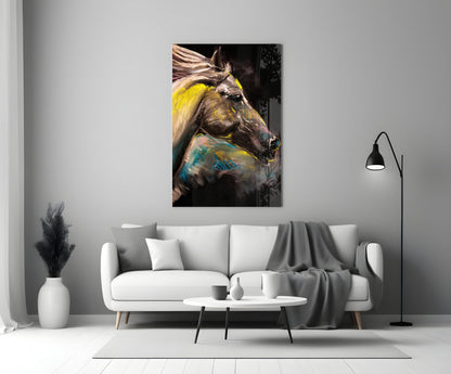 Colorful Pastel Horse Profile Glass Wall Art