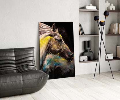 Colorful Pastel Horse Profile Glass Wall Art