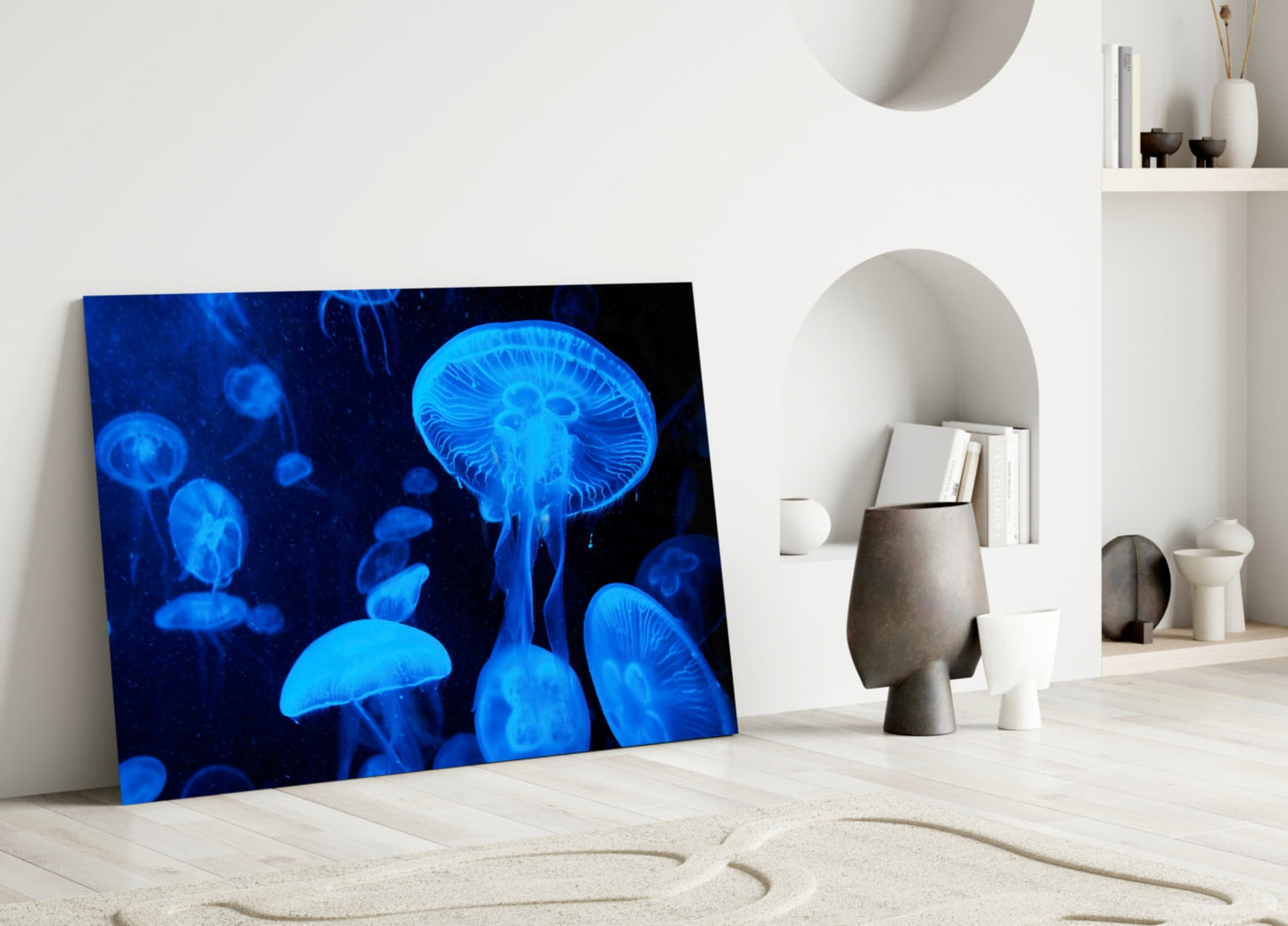 Blue Moon Jellyfish Deep Sea Glass Wall Art