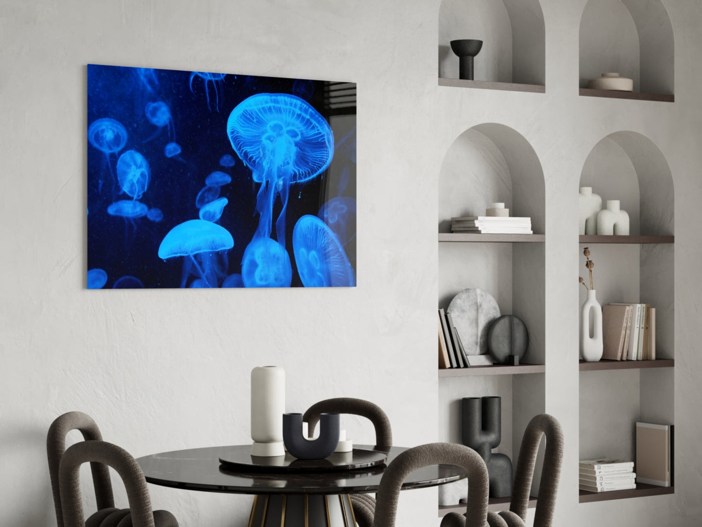 Blue Moon Jellyfish Deep Sea Glass Wall Art