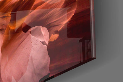 Orange Slot Canyon Waves Glass Wall Art