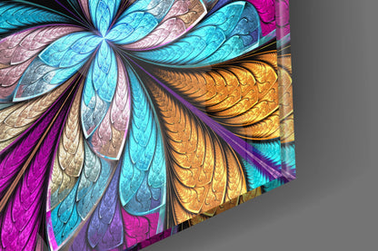 Fractal Stained Glass Petal Flower Glass Wall Art