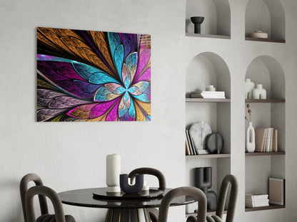 Fractal Stained Glass Petal Flower Glass Wall Art