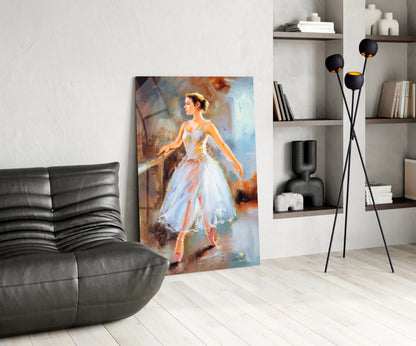 White Gown Rehearsal Ballerina Glass Wall Art