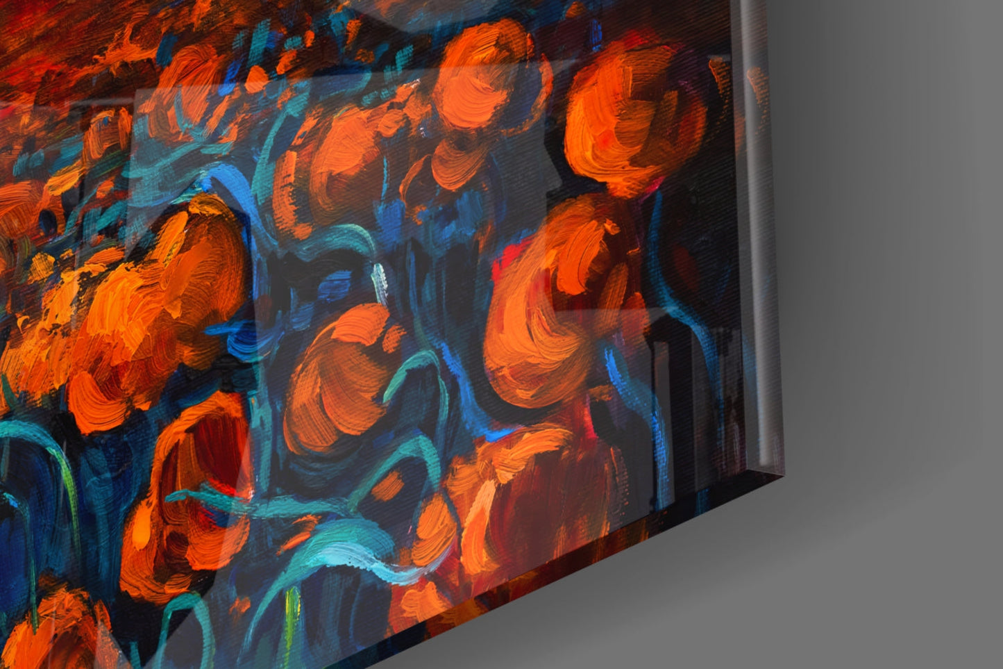 Radiant Sunburst Poppy Meadow Glass Wall Art