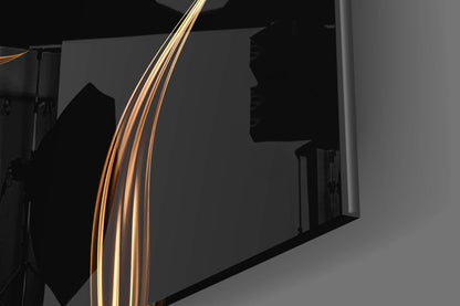Liquid Gold Metallic Flower Black Glass Wall Art