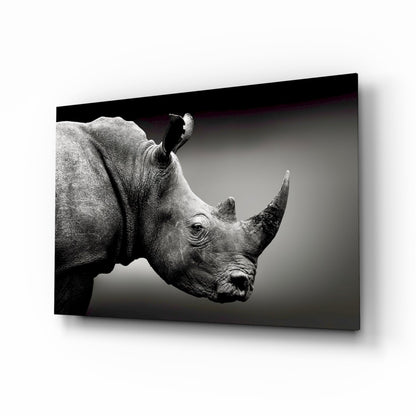 Rhino Horn Profile Grayscale Glass Wall Art