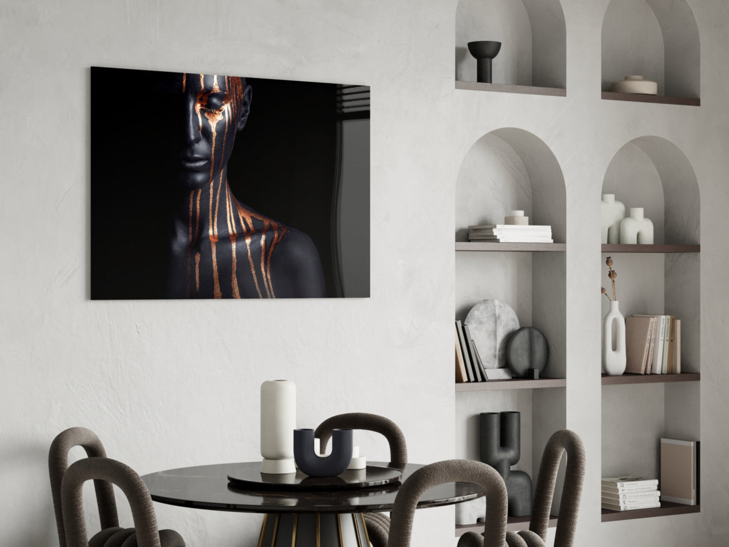 Bronze Drip Bare Shoulder Glass Wall Art