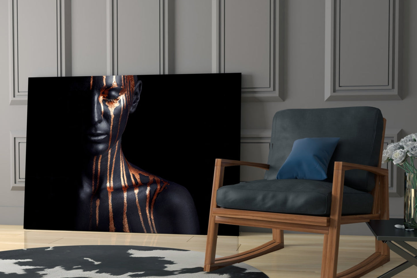 Bronze Drip Bare Shoulder Glass Wall Art