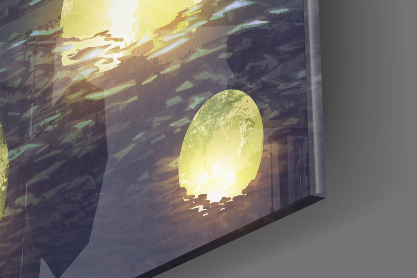 Aurora Night Moon Harvest Rowboat Glass Wall Art