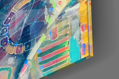 Abstract Cubist Colorful Elephant Glass Wall Art