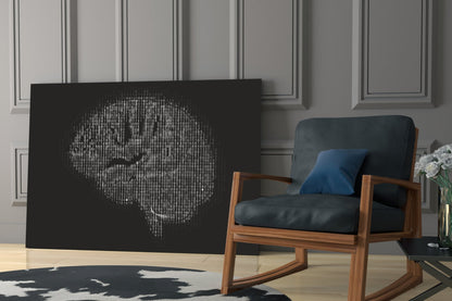 Binary Code Digital Brain Glass Wall Art