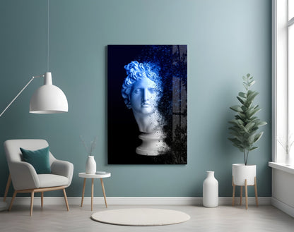 Blue Dispersion Apollo Head Glass Wall Art