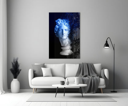 Blue Dispersion Apollo Head Glass Wall Art
