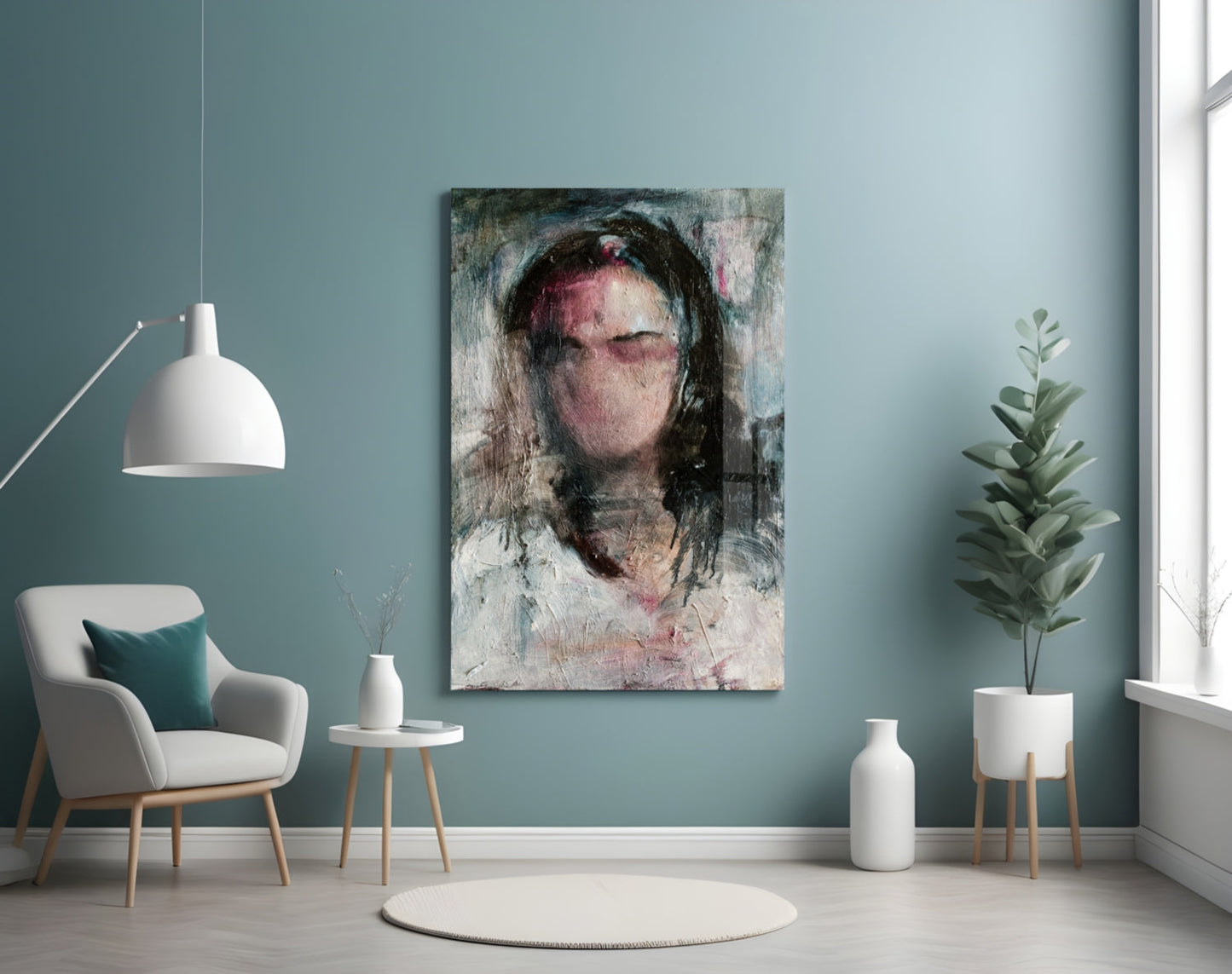 Ghostly Muted Portrait Glass Wall Art