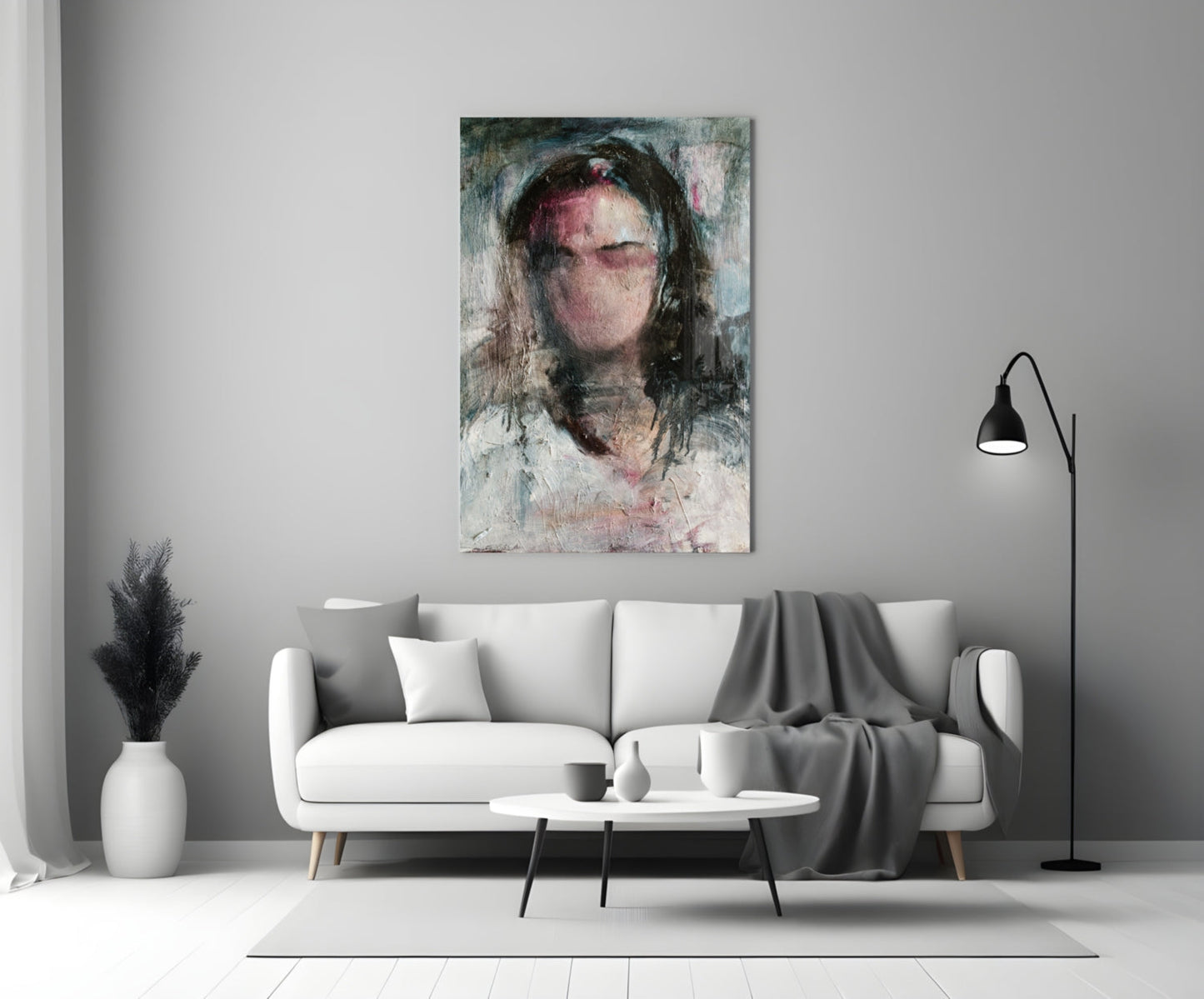 Ghostly Muted Portrait Glass Wall Art