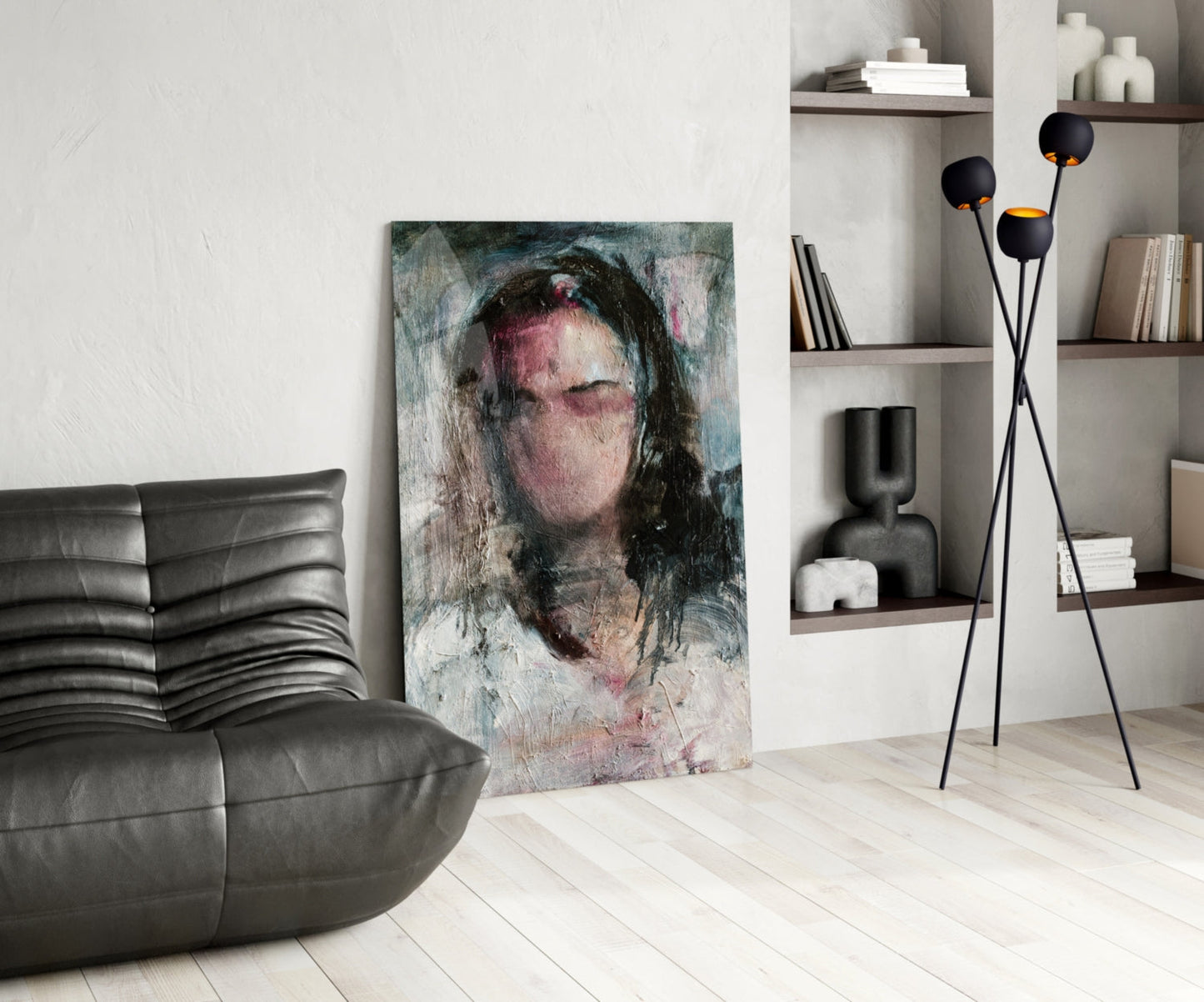 Ghostly Muted Portrait Glass Wall Art