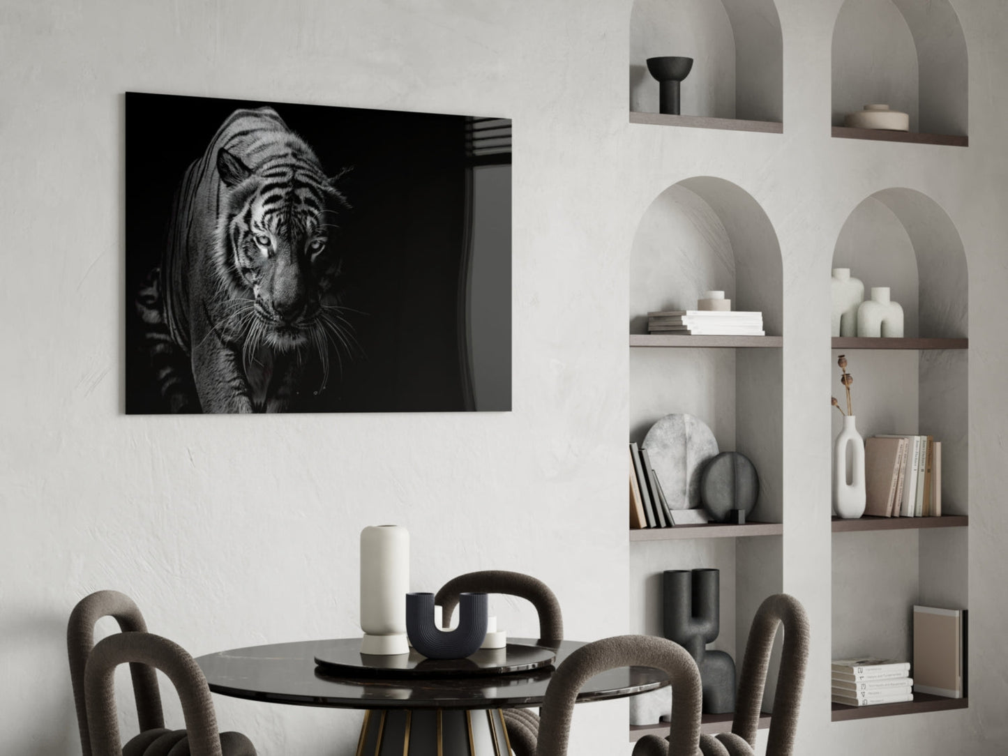 Tiger Emerging From Shadow Glass Wall Art