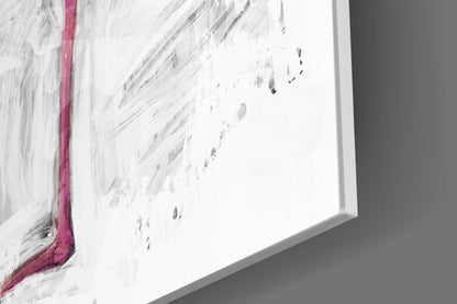Pink Flamingo Sketch White Glass Wall Art
