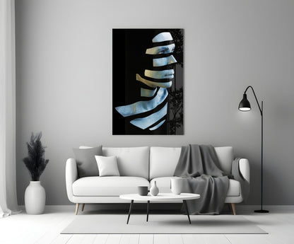 Sliced Blue Face Profile Layers Glass Wall Art