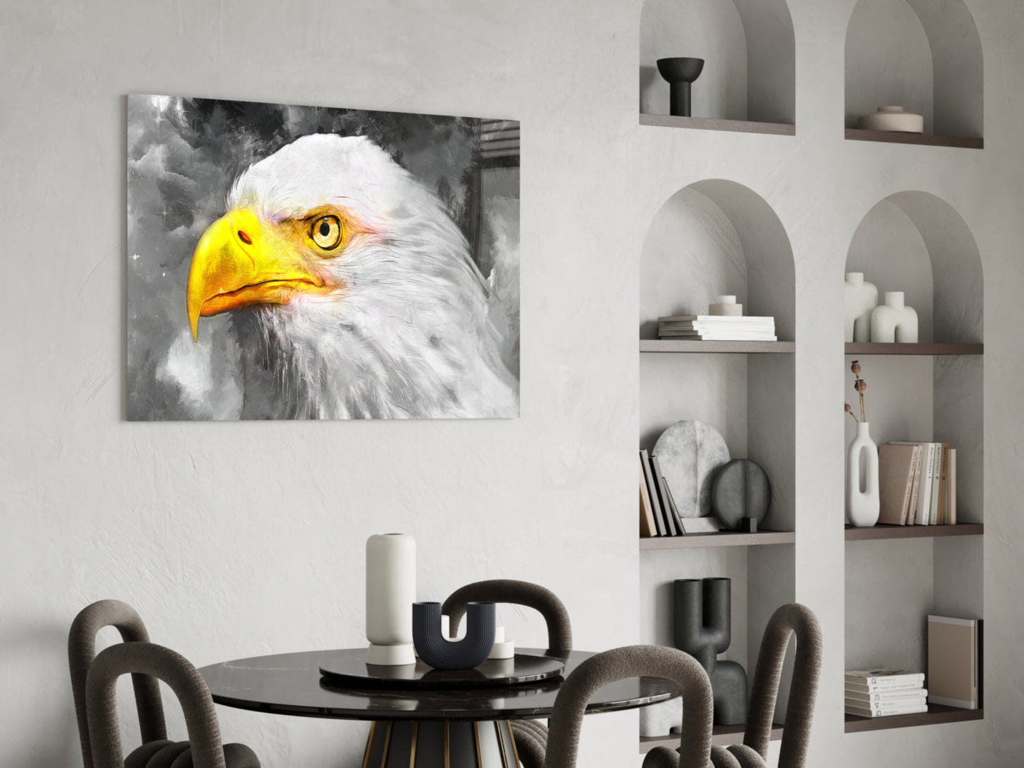 White Eagle Stormy Sky Glass Wall Art