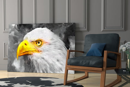 White Eagle Stormy Sky Glass Wall Art