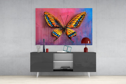 Amber Swallowtail Oil Butterfly Glass Wall Art