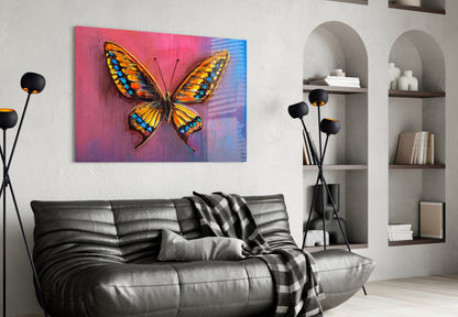 Amber Swallowtail Oil Butterfly Glass Wall Art