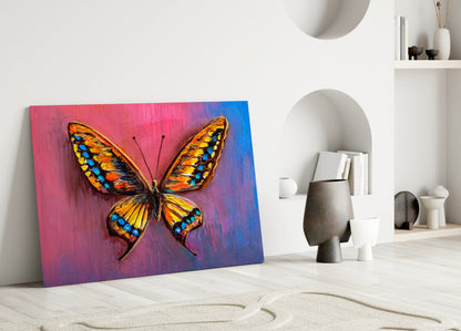 Amber Swallowtail Oil Butterfly Glass Wall Art