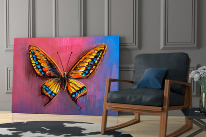 Amber Swallowtail Oil Butterfly Glass Wall Art