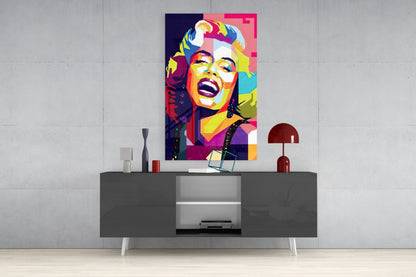 Geometric Laughing Blonde Glass Wall Art