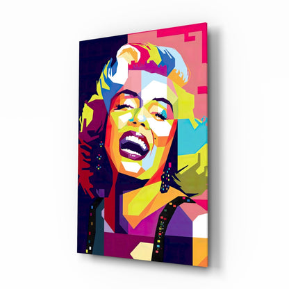 Geometric Laughing Blonde Glass Wall Art