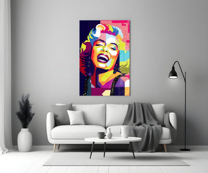 Geometric Laughing Blonde Glass Wall Art