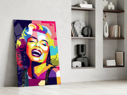 Geometric Laughing Blonde Glass Wall Art