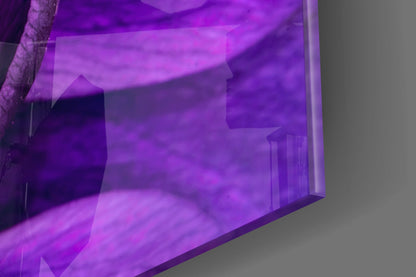 Purple Anemone Macro Yellow Flower Glass Wall Art