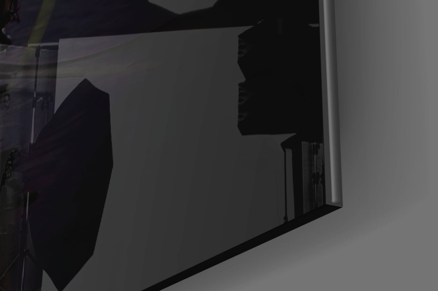 Black Swan Glass Wall Art displayed on wall showing silhouette profile of swan's head and neck against light background.