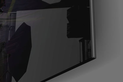 Black Swan Glass Wall Art displayed on wall showing silhouette profile of swan's head and neck against light background.