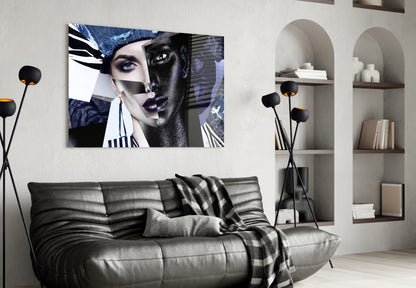 Denim Collage Split Face Glass Wall Art