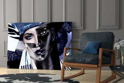 Denim Collage Split Face Glass Wall Art