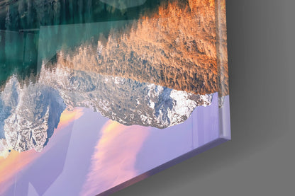 Purple Sky Alpine Lake Glass Wall Art