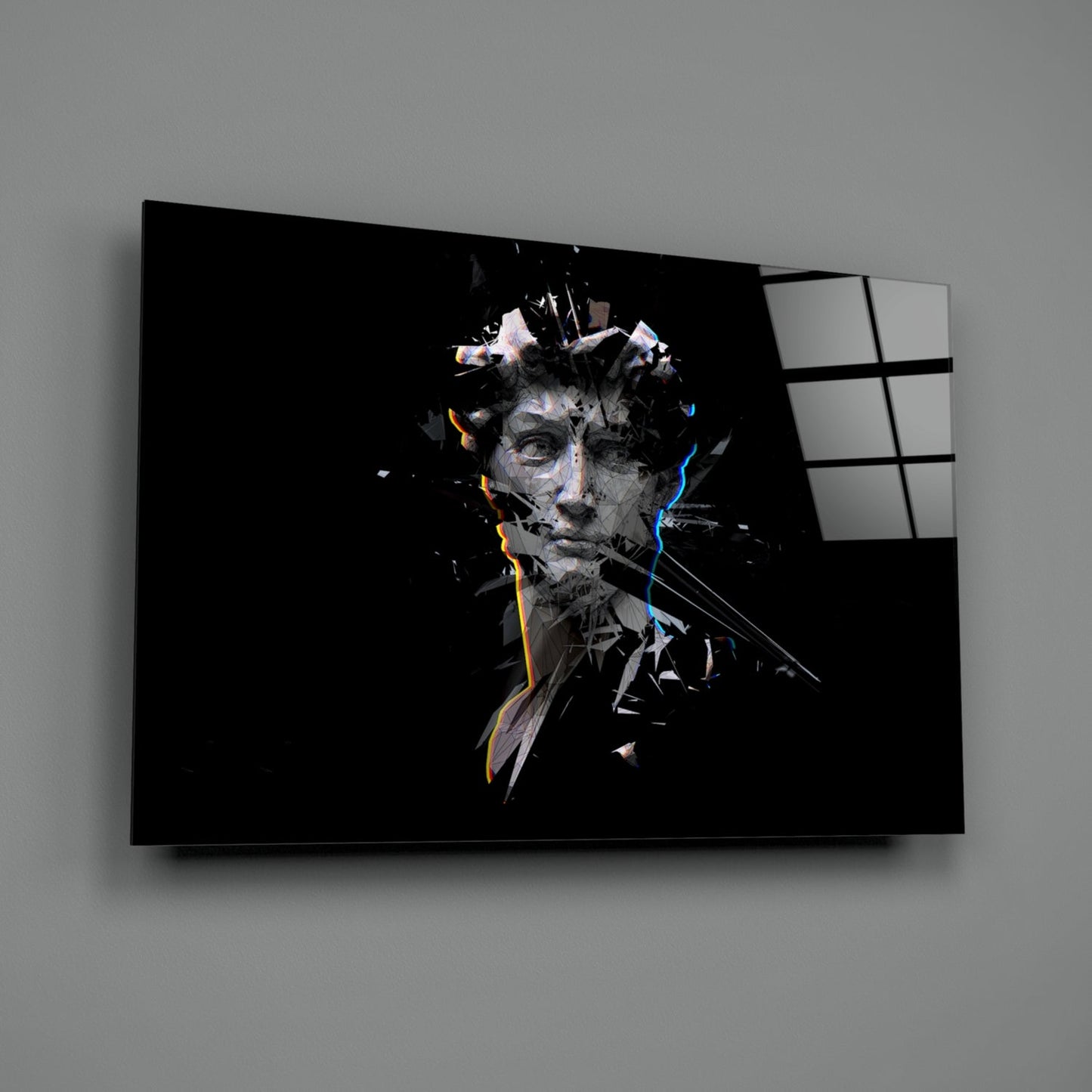 Shattered Face Black Glass Wall Art